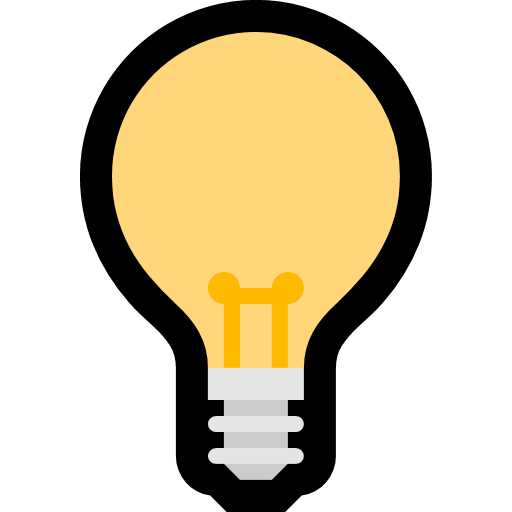 Icono de bombilla que simboliza ideas, creatividad e iluminación.